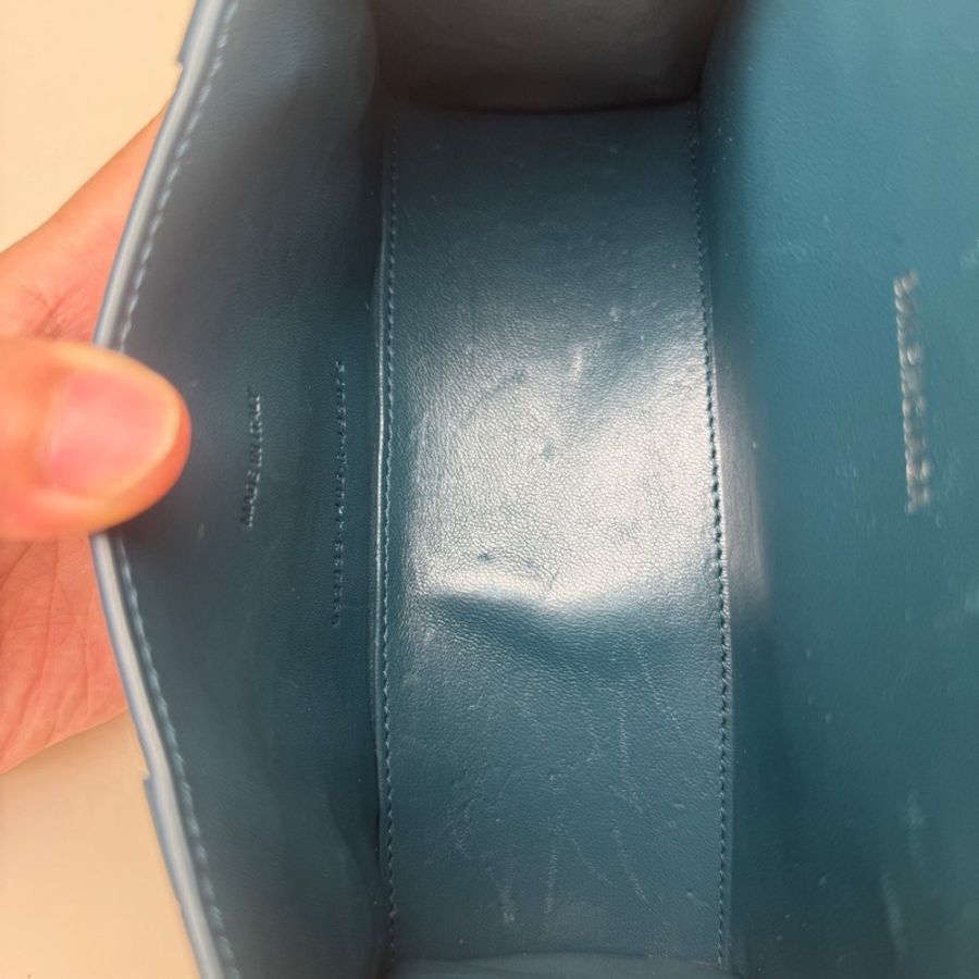 XS號 巴黎世家/Balenciaga 藍色牛皮鰐魚壓紋沙漏包-5
