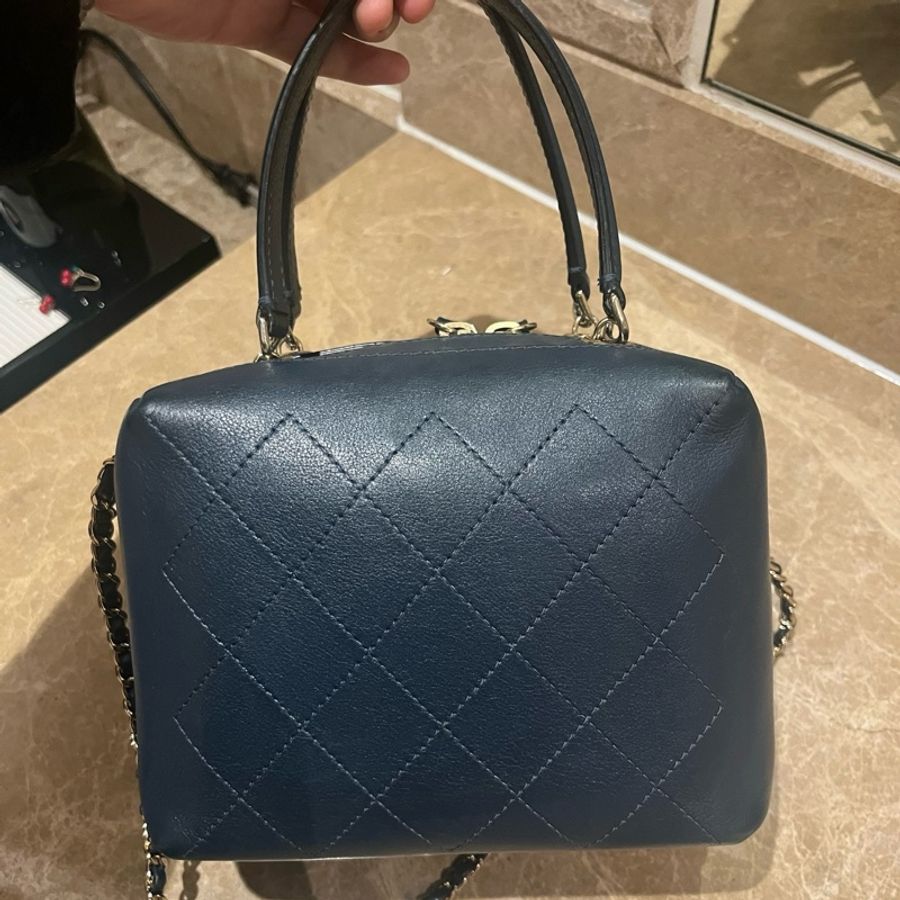 香奈兒Chanel復古小方盒子豆腐包,手提包斜挎包,瑪瑙藍-7