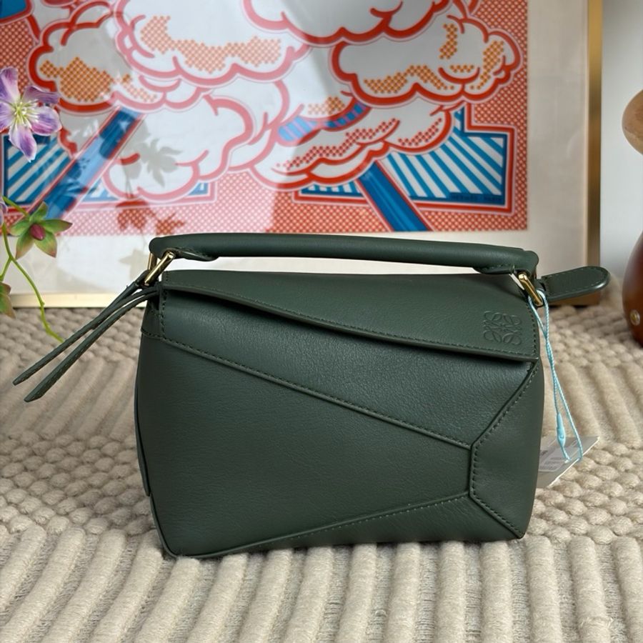 Loewe羅意威 puzzle幾何包手提包斜挎包 墨綠色 mini-0