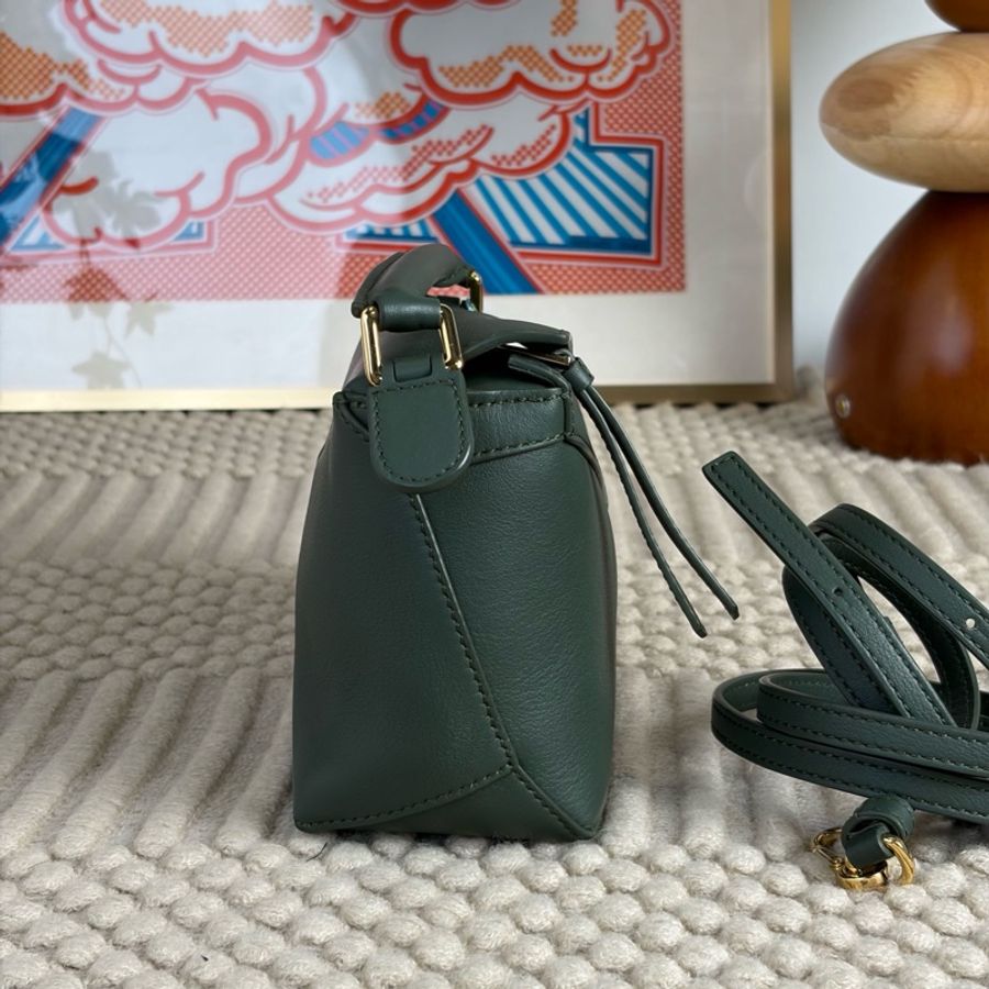 Loewe羅意威 puzzle幾何包手提包斜挎包 墨綠色 mini-3