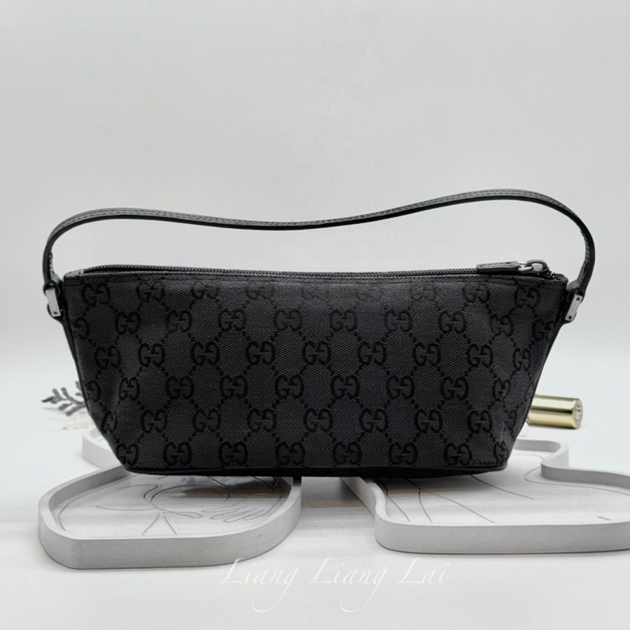 GUCCI 古馳 GG Canvas 黑色緹花迷你手拿包|手提包-1