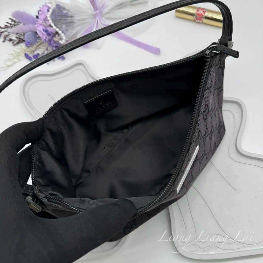 GUCCI 古馳 GG Canvas 黑色緹花迷你手拿包|手提包-7