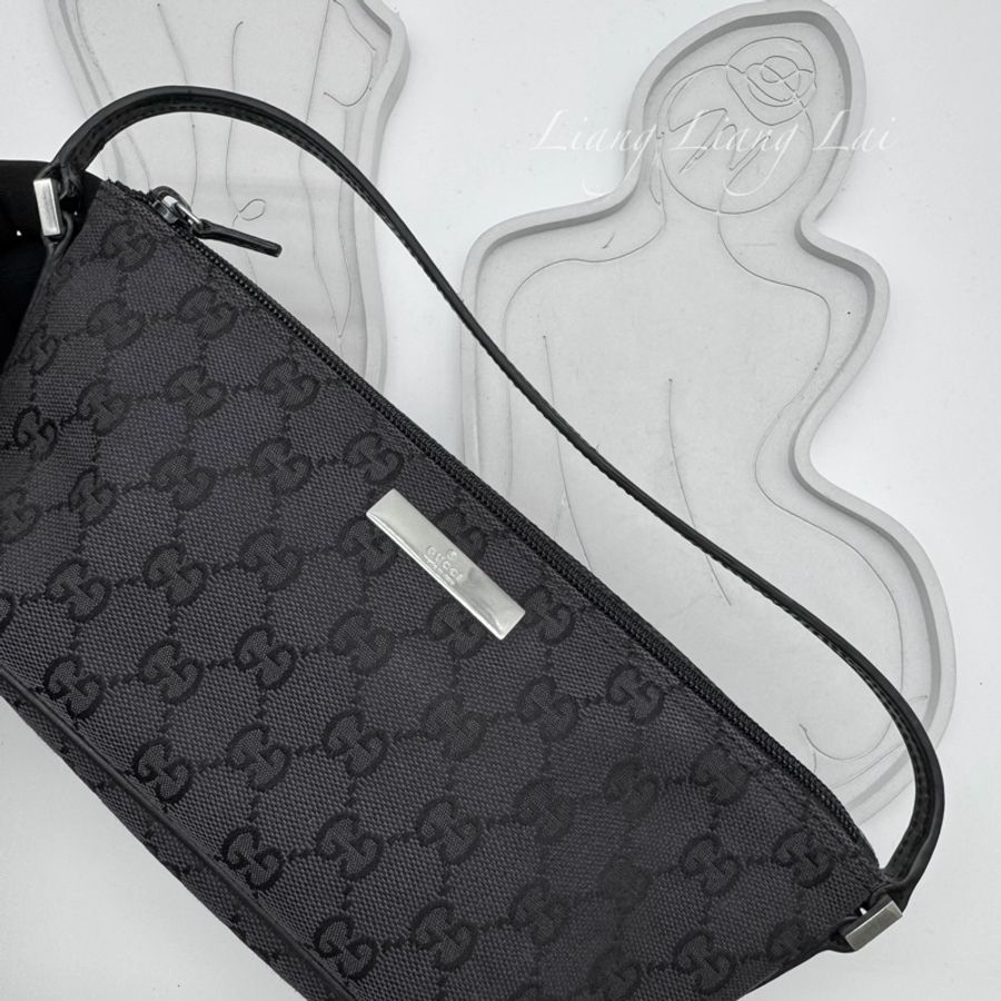 GUCCI 古馳 GG Canvas 黑色緹花迷你手拿包|手提包-11