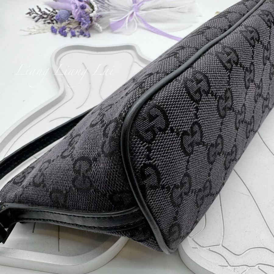 GUCCI 古馳 GG Canvas 黑色緹花迷你手拿包|手提包-19
