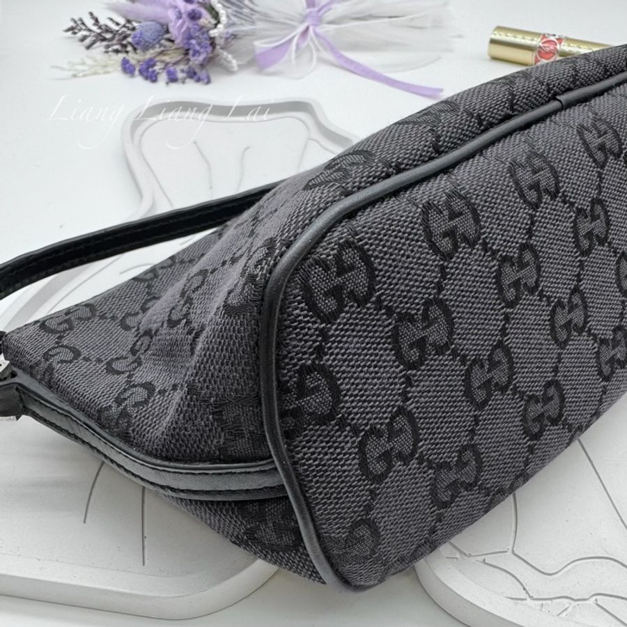 GUCCI 古馳 GG Canvas 黑色緹花迷你手拿包|手提包-21