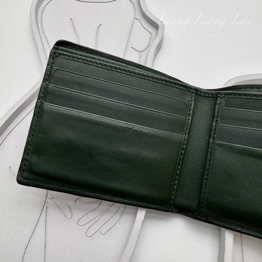 GUCCI 古馳 Guccissima 壓紋牛皮墨綠色對開短夾-5