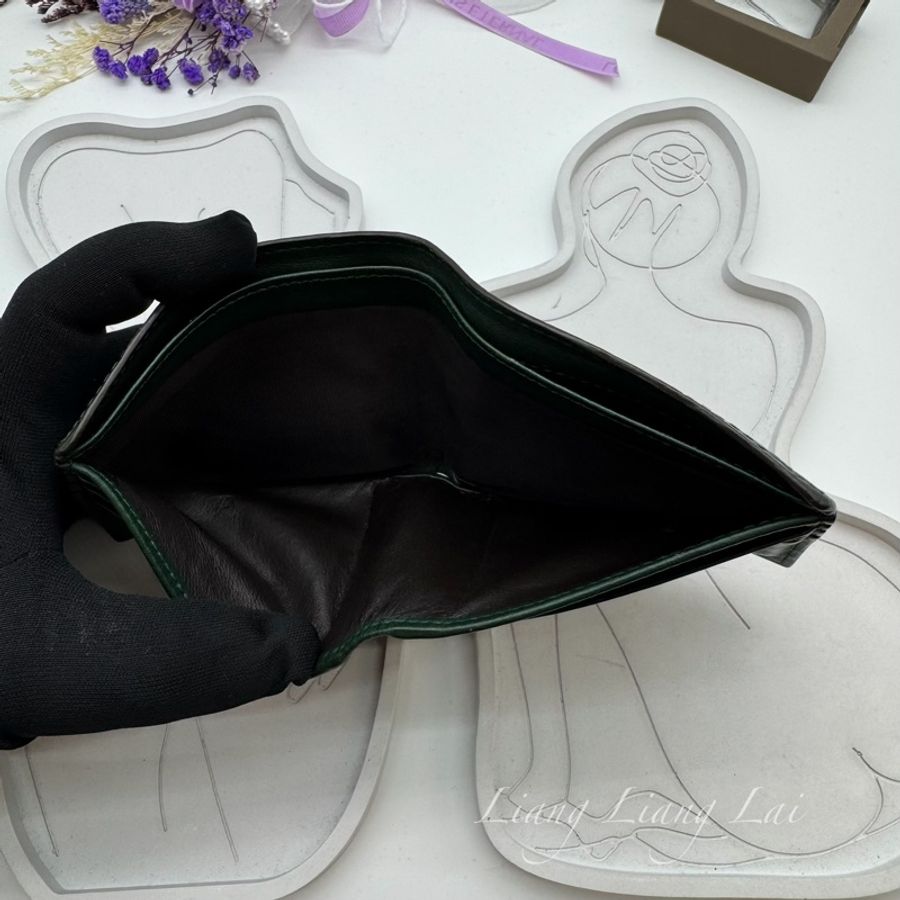 GUCCI 古馳 Guccissima 壓紋牛皮墨綠色對開短夾-8
