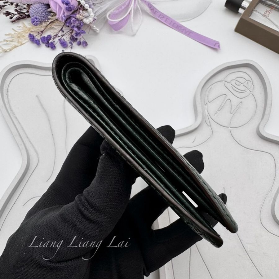 GUCCI 古馳 Guccissima 壓紋牛皮墨綠色對開短夾-13