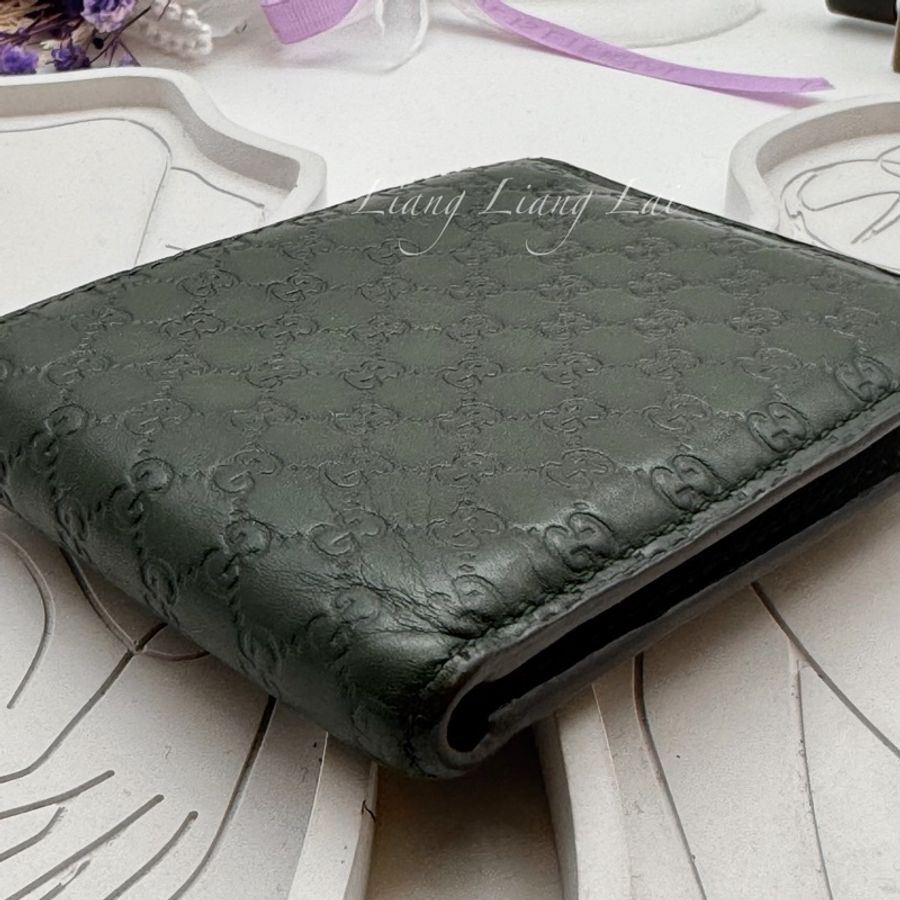 GUCCI 古馳 Guccissima 壓紋牛皮墨綠色對開短夾-17