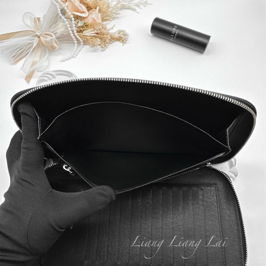 LOUIS VUITTON LV Taïga Zippy Organizer 灰黑色拉鍊手拿長夾|商務收納夾-6