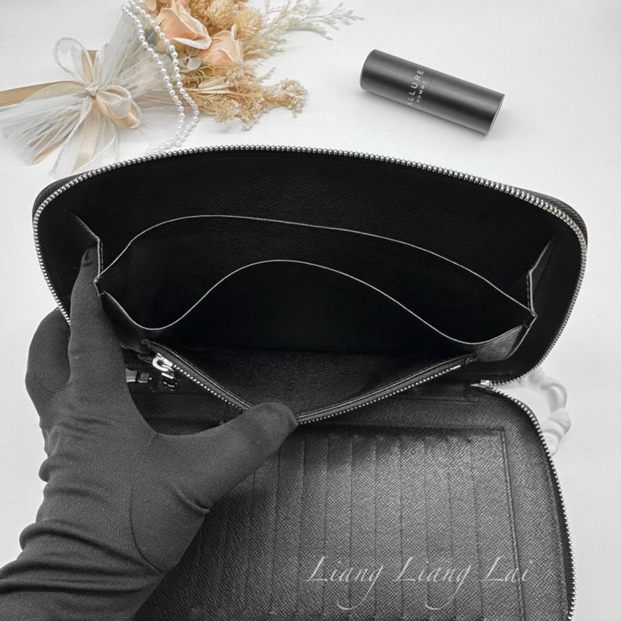LOUIS VUITTON LV Taïga Zippy Organizer 灰黑色拉鍊手拿長夾|商務收納夾-7