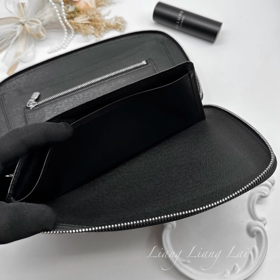 LOUIS VUITTON LV Taïga Zippy Organizer 灰黑色拉鍊手拿長夾|商務收納夾-13