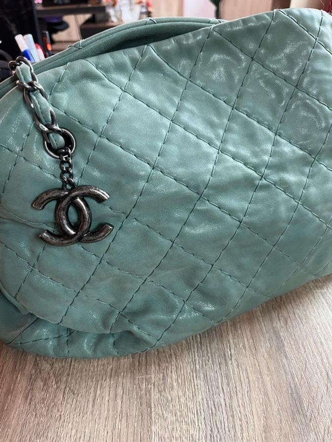 CHANEL格紋青綠色春天風大包大容量-1