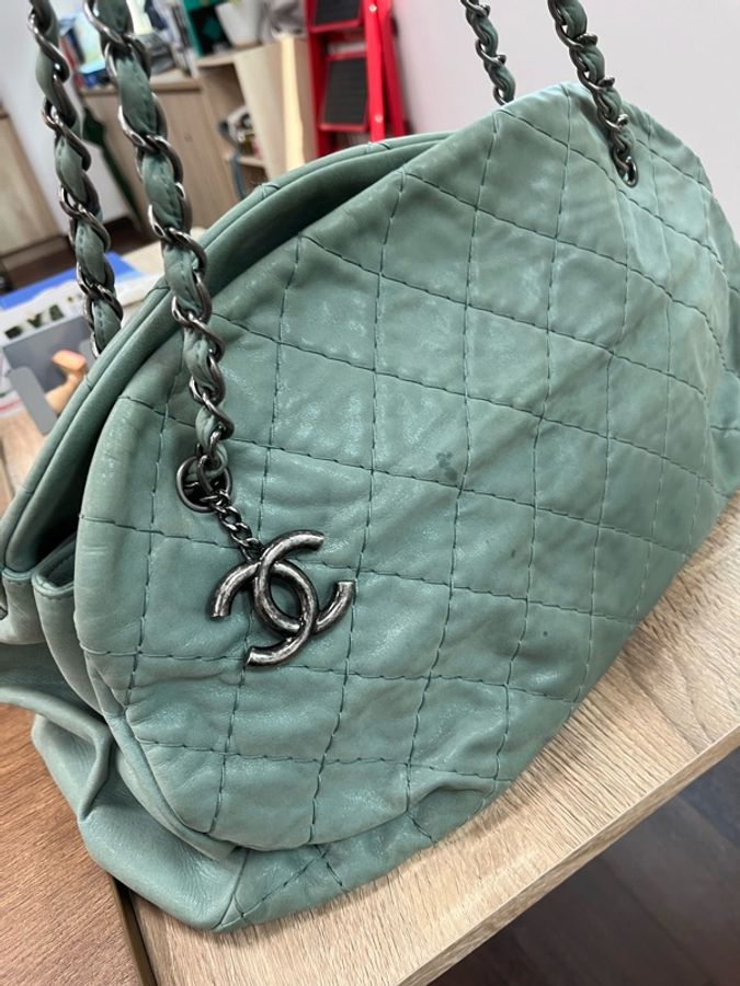 CHANEL格紋青綠色春天風大包大容量-8