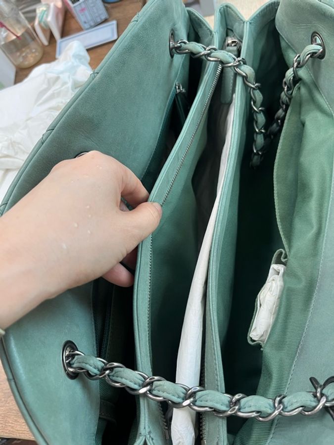 CHANEL格紋青綠色春天風大包大容量-20