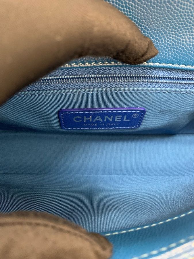 Chanel Classic Flap 藍色荔枝皮-6