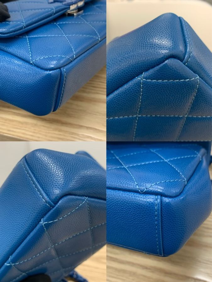 Chanel Classic Flap 藍色荔枝皮-9