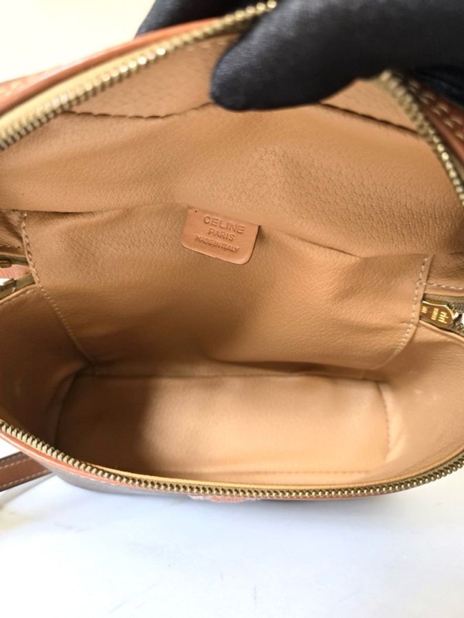 Celine老花Vanity盒子包 中古包 斜背包 側背包 單肩包 古董包-9