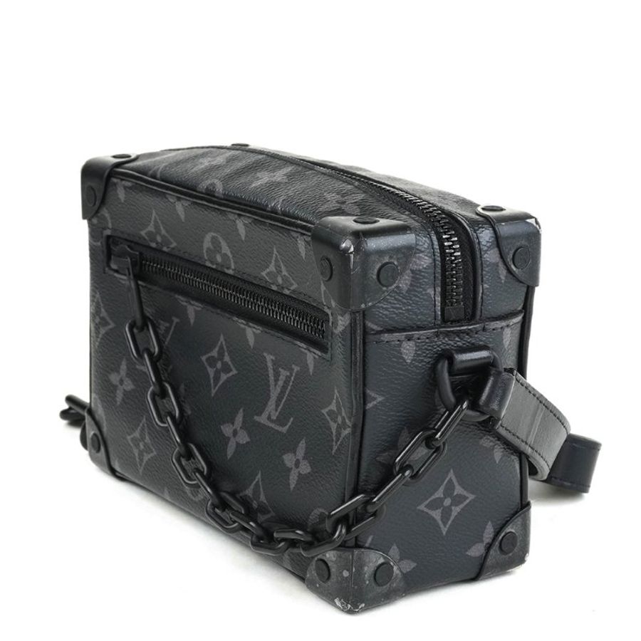 KÉSH 凱仕精品|近全新 Louis Vuitton Mini Soft Trunk 黑灰老花斜背包|LV Monogram 迷你硬箱包|黑色五金鏈條包-4