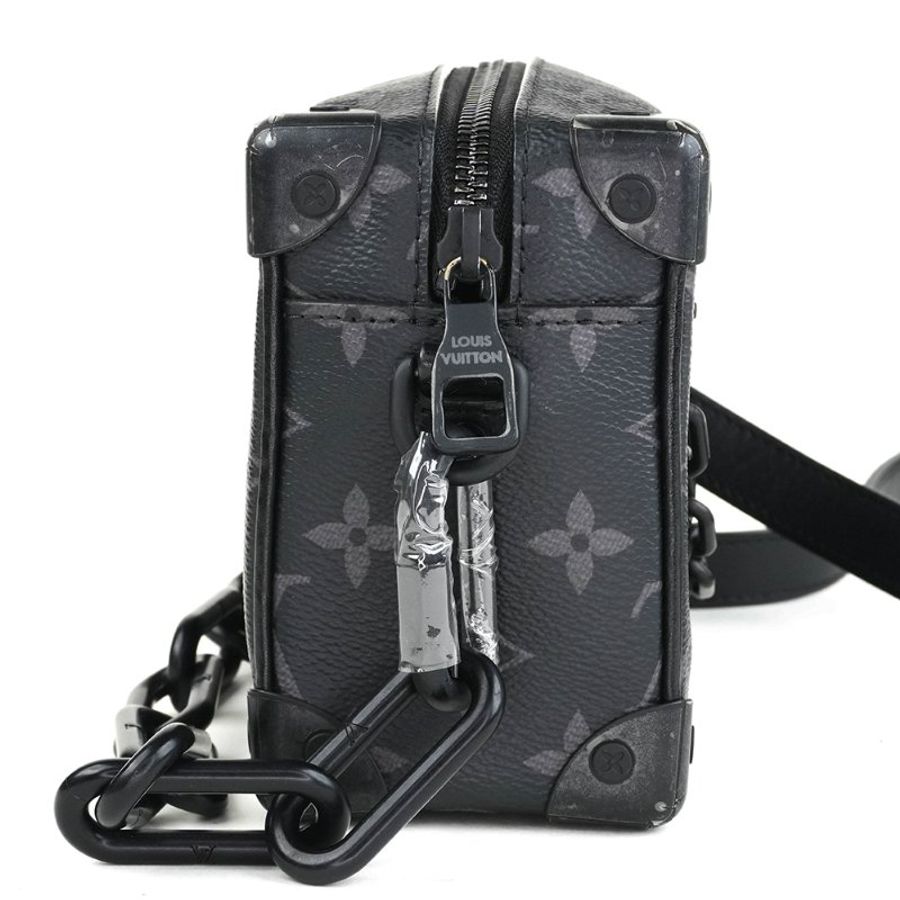 KÉSH 凱仕精品|近全新 Louis Vuitton Mini Soft Trunk 黑灰老花斜背包|LV Monogram 迷你硬箱包|黑色五金鏈條包-9