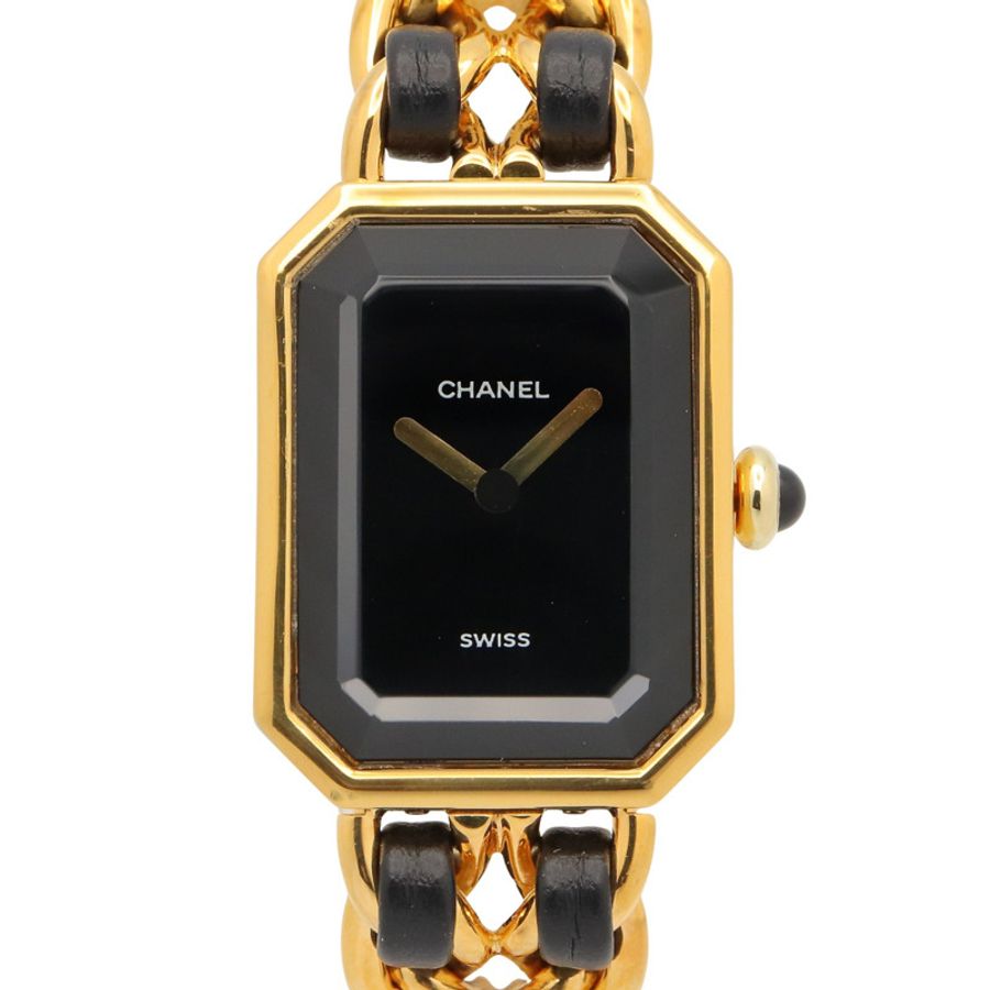 香奈兒 (Chanel) CHANEL Première S 女士腕錶,鍍金 (GP),皮革錶帶,黑色,H0001-0