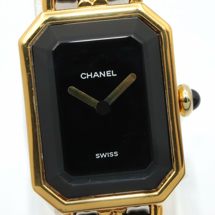 香奈兒 (Chanel) CHANEL Première S 女士腕錶,鍍金 (GP),皮革錶帶,黑色,H0001-2