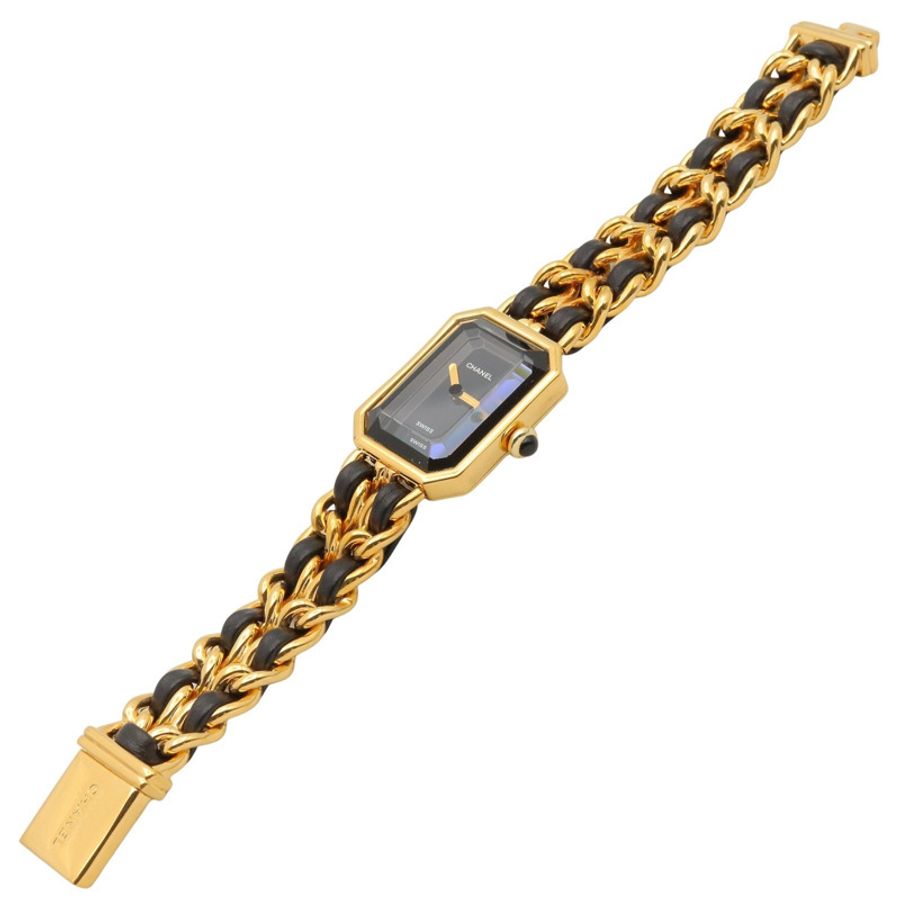 香奈兒 (Chanel) CHANEL Première S 女士腕錶,鍍金 (GP),皮革錶帶,黑色,H0001-3