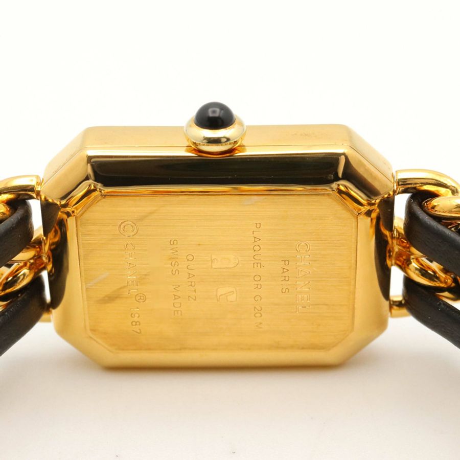 香奈兒 (Chanel) CHANEL Première S 女士腕錶,鍍金 (GP),皮革錶帶,黑色,H0001-5