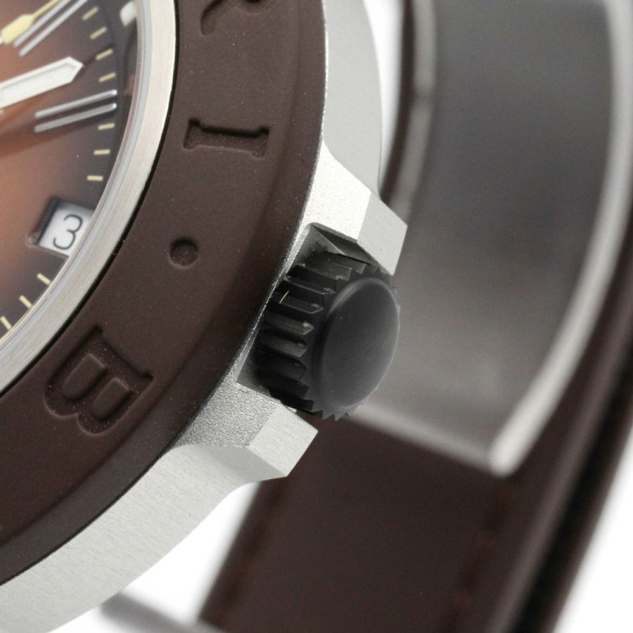 寶格麗 (Bulgari) BVLGARI 鋁製 GMT 腕錶,橡膠錶帶,鋁製錶殼,男士,棕色,BB40ATGMT-6