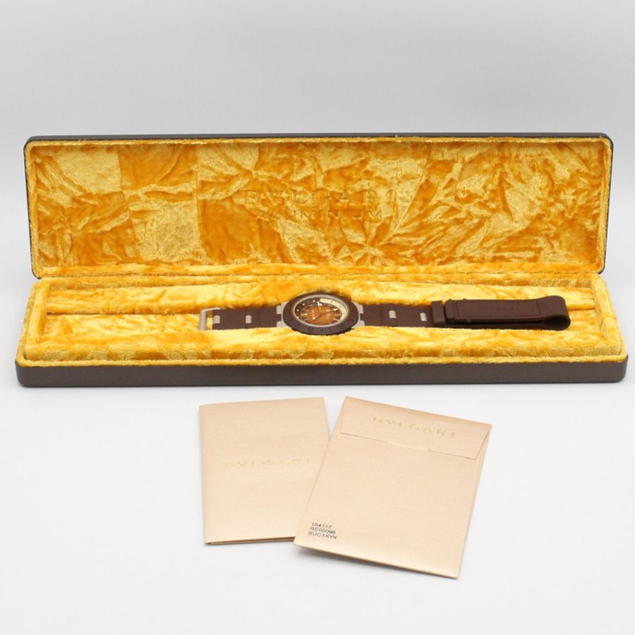 寶格麗 (Bulgari) BVLGARI 鋁製 GMT 腕錶,橡膠錶帶,鋁製錶殼,男士,棕色,BB40ATGMT-10