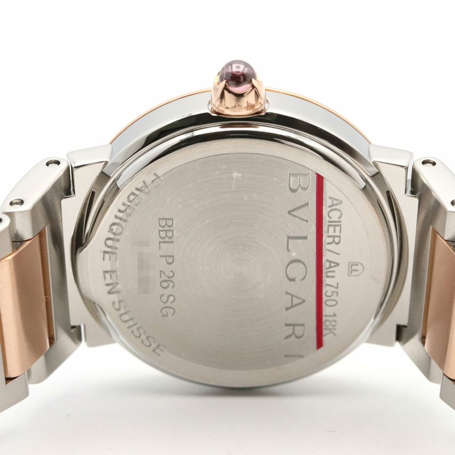 寶格麗 (Bulgari) BVLGARI 女士腕錶,18K玫瑰金 (Prop Gold) 精鋼鑲鑽,白色錶殼,型號 BBLP26SG-4