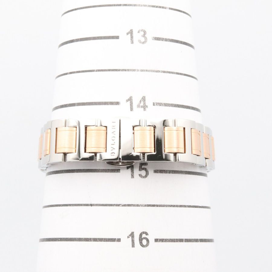 寶格麗 (Bulgari) BVLGARI 女士腕錶,18K玫瑰金 (Prop Gold) 精鋼鑲鑽,白色錶殼,型號 BBLP26SG-6