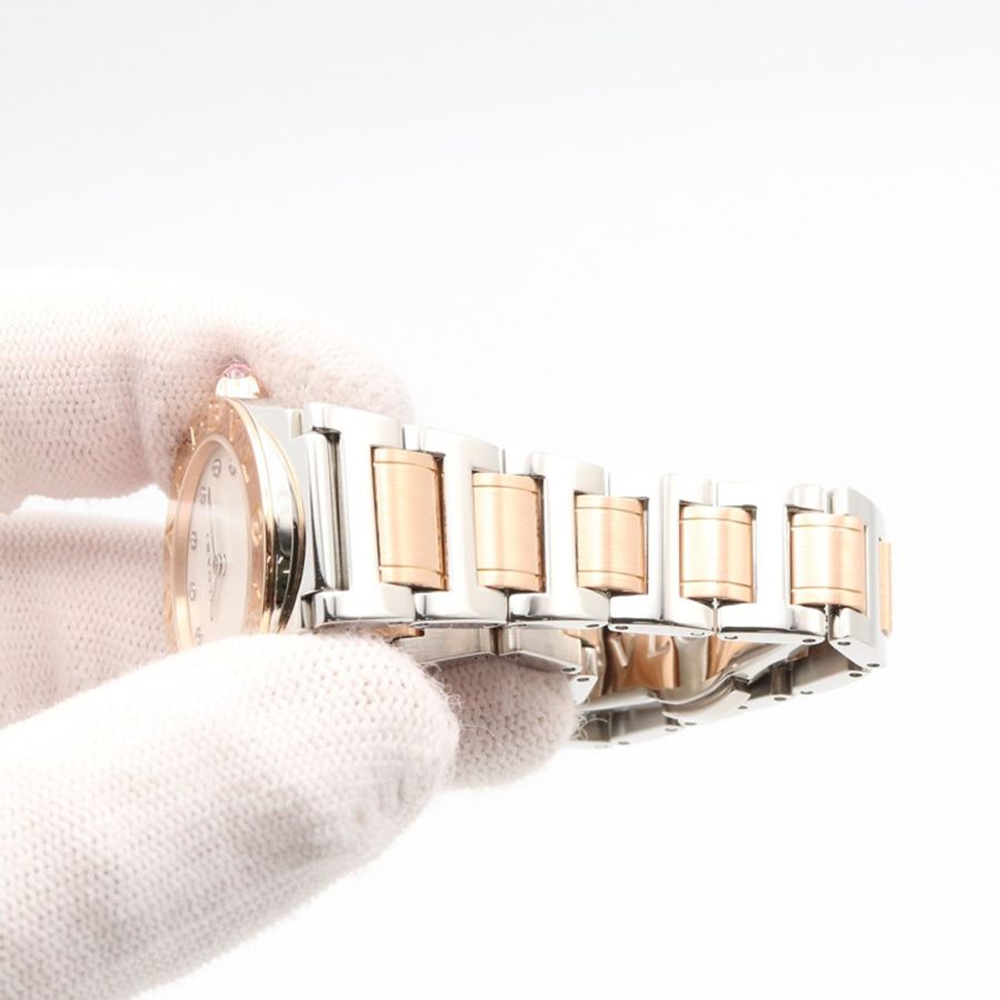 寶格麗 (Bulgari) BVLGARI 女士腕錶,18K玫瑰金 (Prop Gold) 精鋼鑲鑽,白色錶殼,型號 BBLP26SG-7