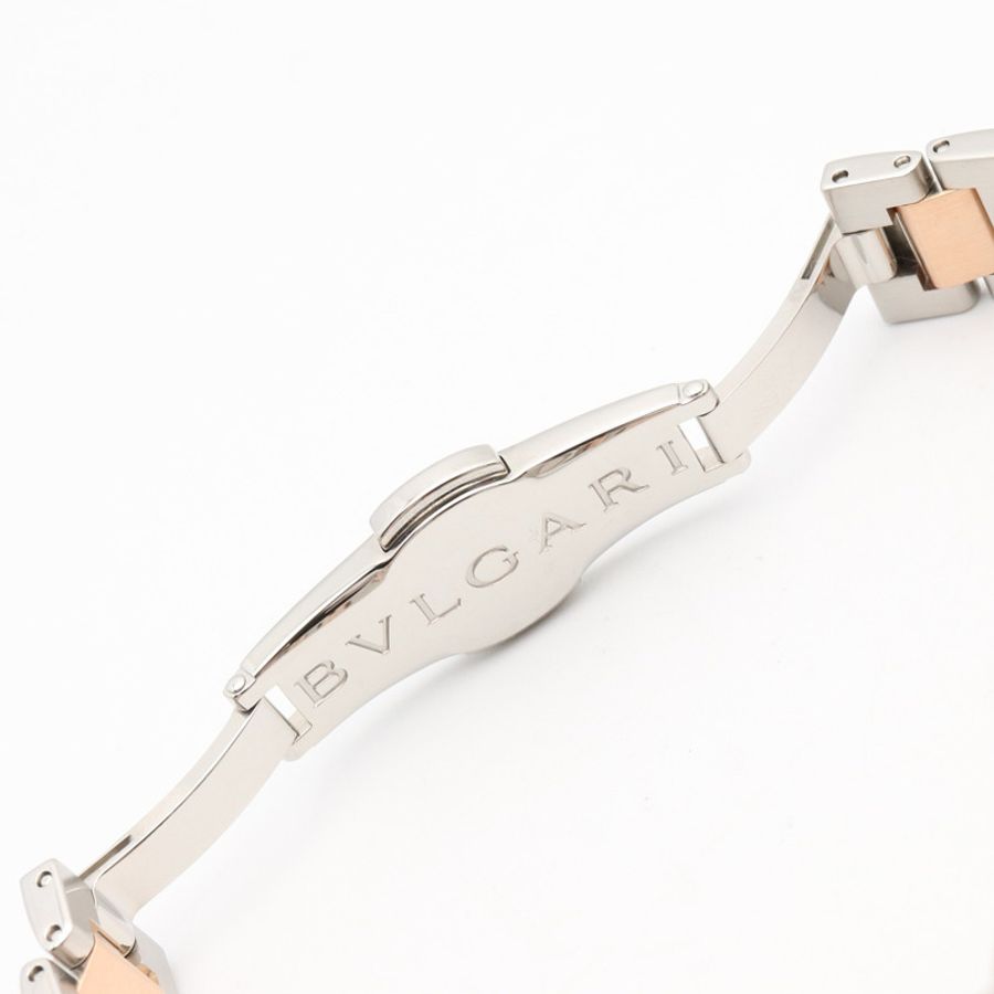 寶格麗 (Bulgari) BVLGARI 女士腕錶,18K玫瑰金 (Prop Gold) 精鋼鑲鑽,白色錶殼,型號 BBLP26SG-12