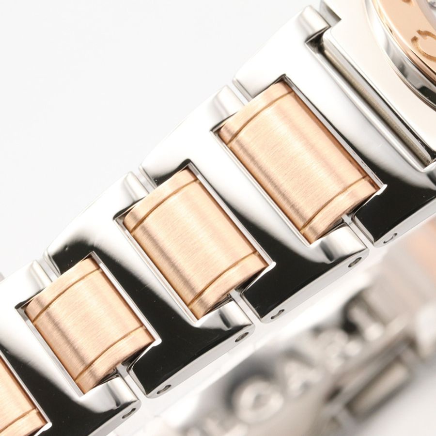 寶格麗 (Bulgari) BVLGARI 女士腕錶,18K玫瑰金 (Prop Gold) 精鋼鑲鑽,白色錶殼,型號 BBLP26SG-14