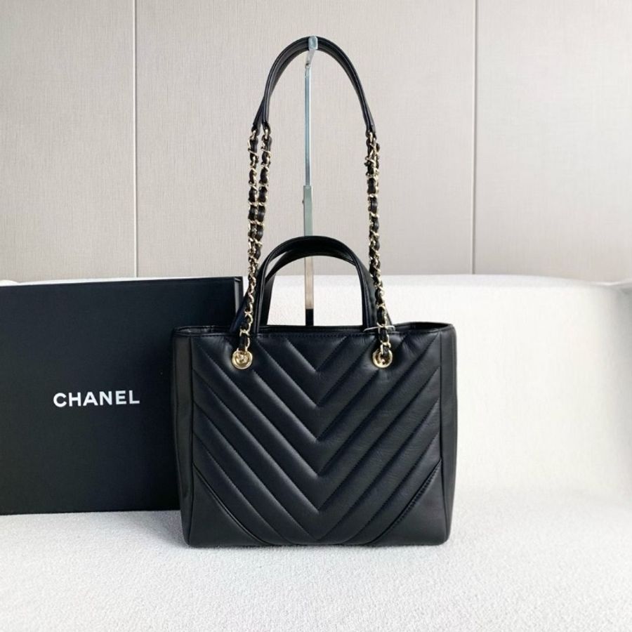 Chanel 黑金V紋2ways tote托特包 26*22*8 95新 配件塵袋保卡-4