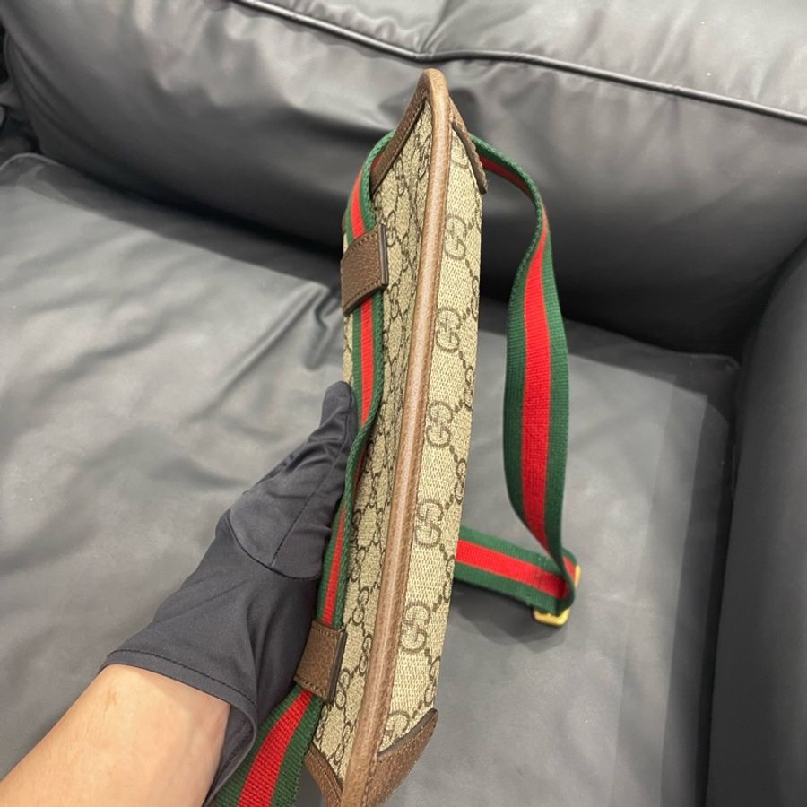 古馳/Gucci 經典雙G老花烏木色 虎頭腰包-4