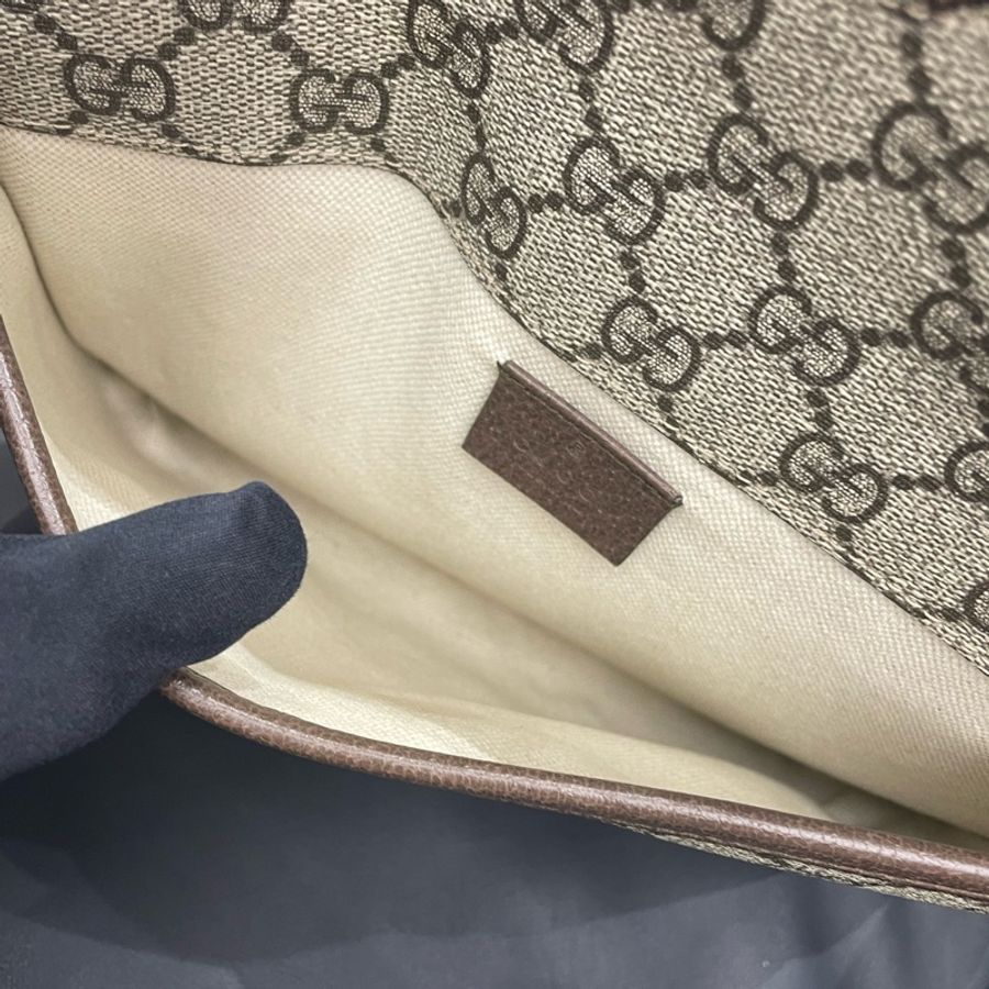 古馳/Gucci 經典雙G老花烏木色 虎頭腰包-6