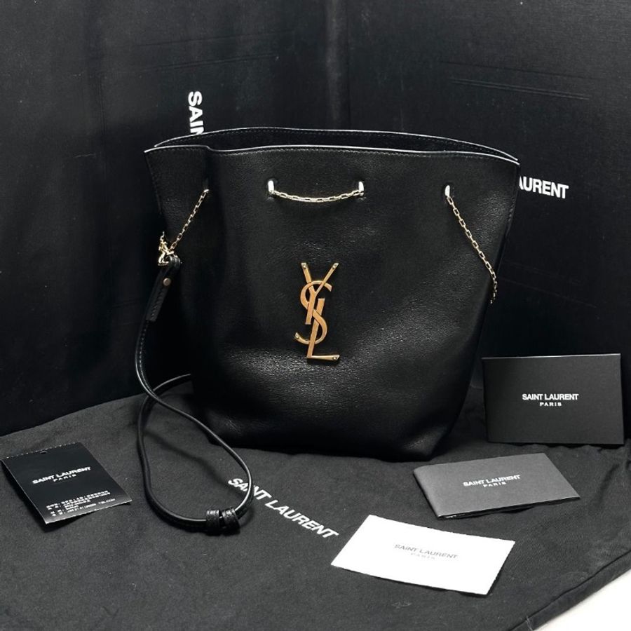 YSL 黑金鍊條肩背水桶包 14*20*5.5 95新 配件盒子 塵袋-2