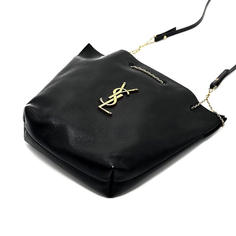 YSL 黑金鍊條肩背水桶包 14*20*5.5 95新 配件盒子 塵袋-4