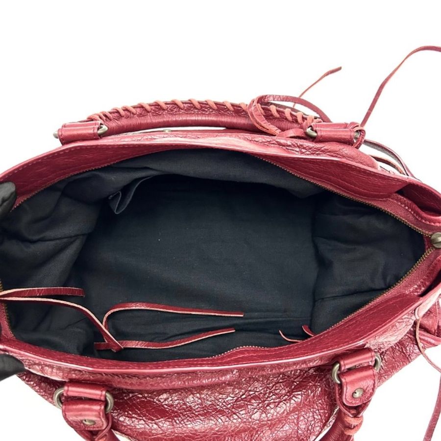 BALENCIAGA 紅色中號手提肩背機車包 38*24*13 9新 配件塵袋鏡子-6