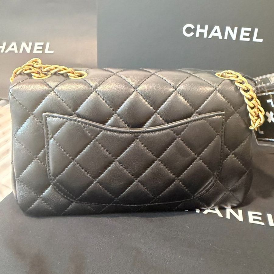 chanel cf20 山茶花調節扣肩背斜背包 羊皮 芯片款 全新閒置 配件塵袋盒子紙袋有購證-3