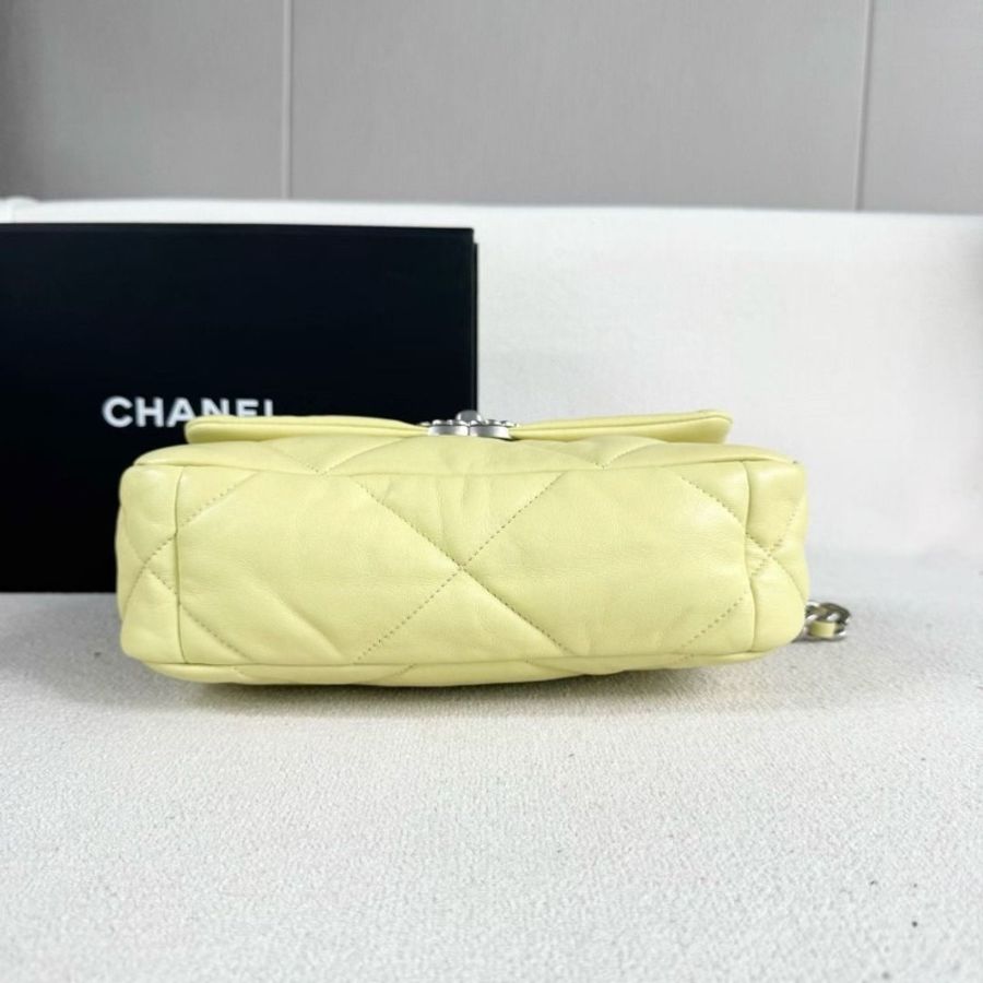 chanel 小雞黃19bag鏈條包小號 芯片款 黃色銀扣 羊皮 25*17*8 95新 配件盒 塵袋-2