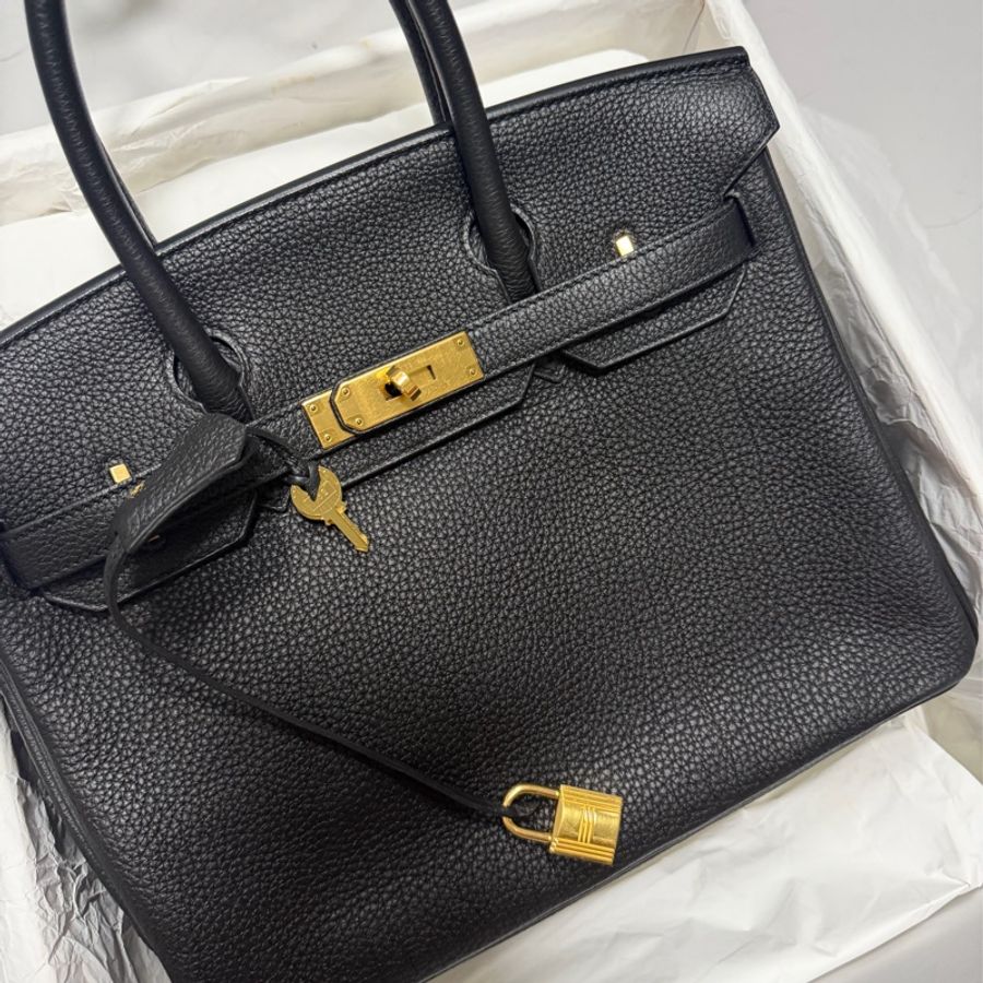 Hermes Birkin30 黑金 愛馬仕 Togo Retourne 內縫 stamp X Noir kelly25-0