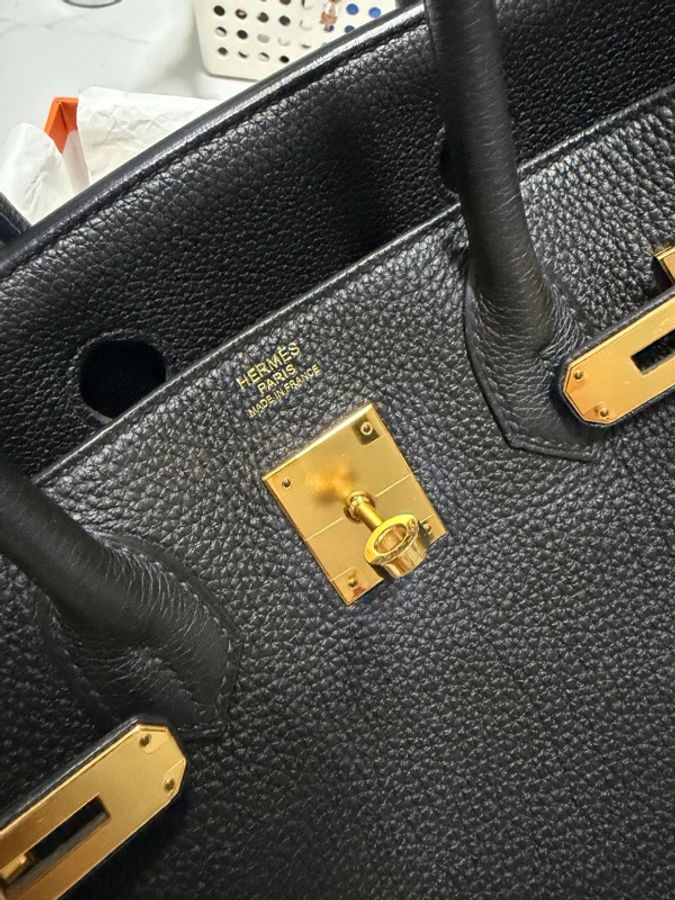 Hermes Birkin30 黑金 愛馬仕 Togo Retourne 內縫 stamp X Noir kelly25-3
