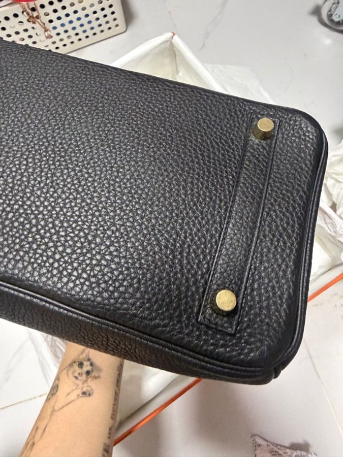 Hermes Birkin30 黑金 愛馬仕 Togo Retourne 內縫 stamp X Noir kelly25-10