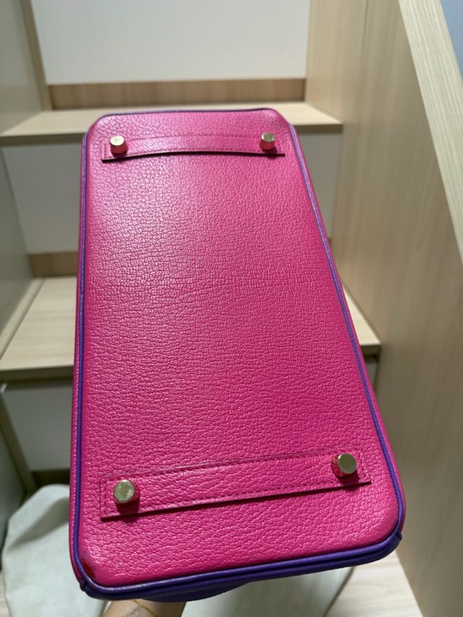 Hermes Birkin30 鉑金 SO 訂製 山羊皮 5J桃粉色 拉絲金扣 絕版薰衣草紫色-8