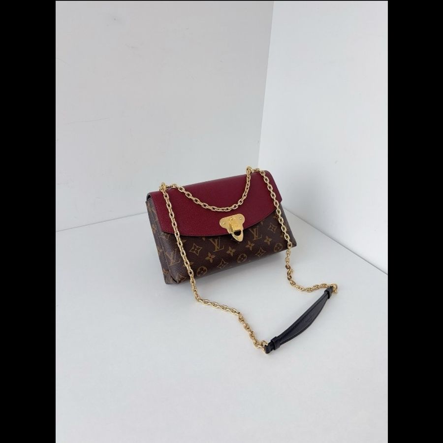 LV路易威登 Pallas chain傳奇信封鏈條包 酒紅色軟牛皮拼老花 98新✨️-4