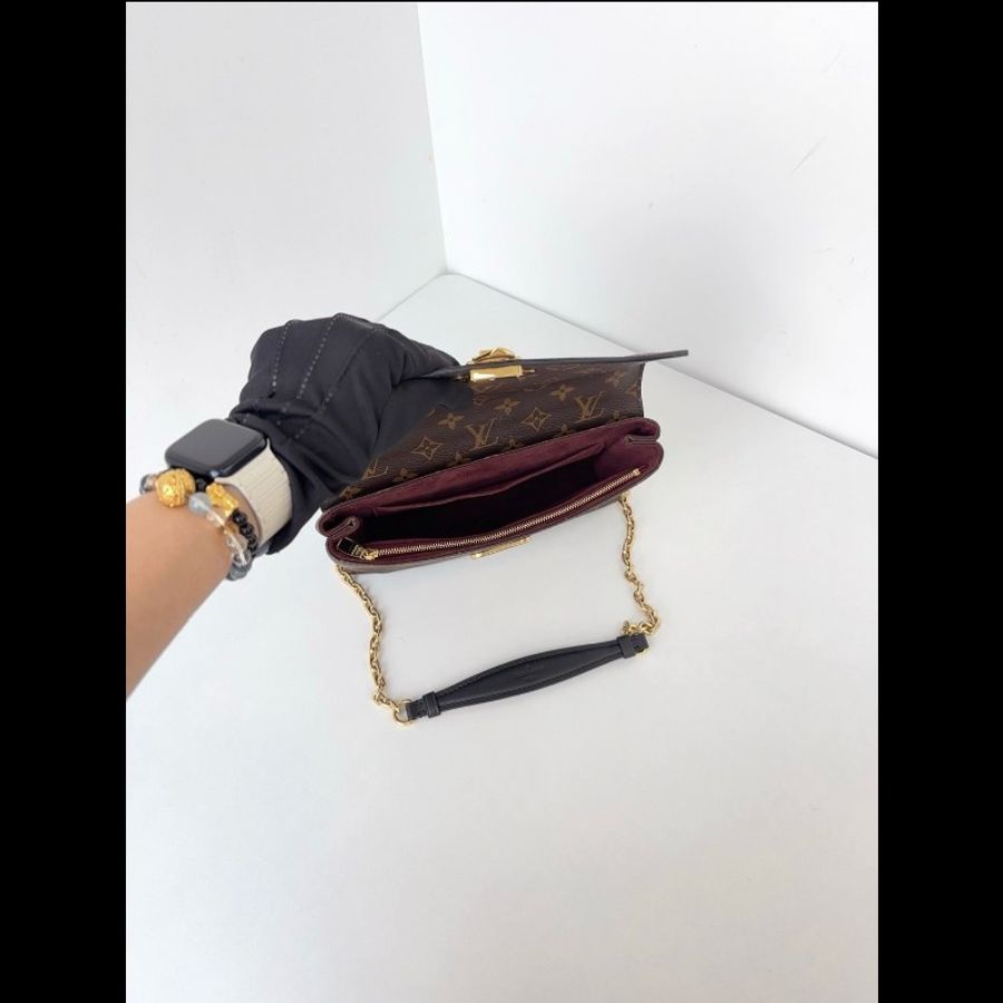 LV路易威登 Pallas chain傳奇信封鏈條包 酒紅色軟牛皮拼老花 98新✨️-8