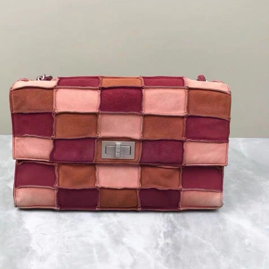 Chanel • 稀有麂皮酒紅冰格2.55銀釦 大全配🈶盒-3